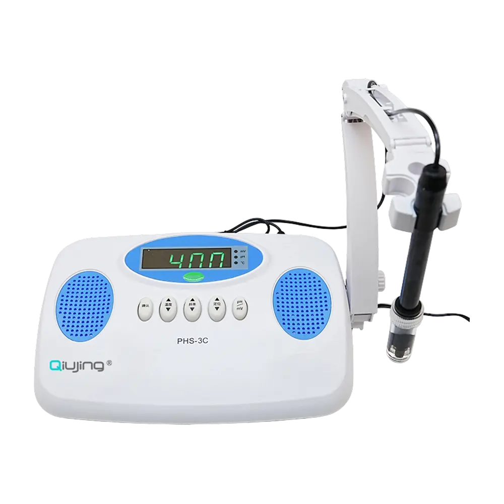 Qiujing ip54 transmissão sem fio bluetooth à prova de poeira 4 padrão em conformidade com respingos medidor de ph de bancada PHS-3C