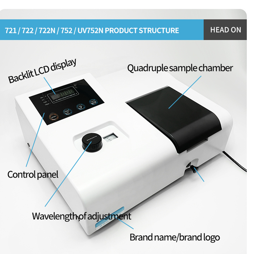Manual de exibição digital qiujing espectrofotômetro visível 4-6nm com lâmpada de tungstênio importada 721/722n/722n/s
